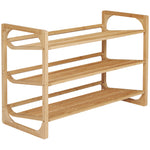 Bamboo Shoe Rack, 3-tier Shoe Storage Shelf For 9 Pair
