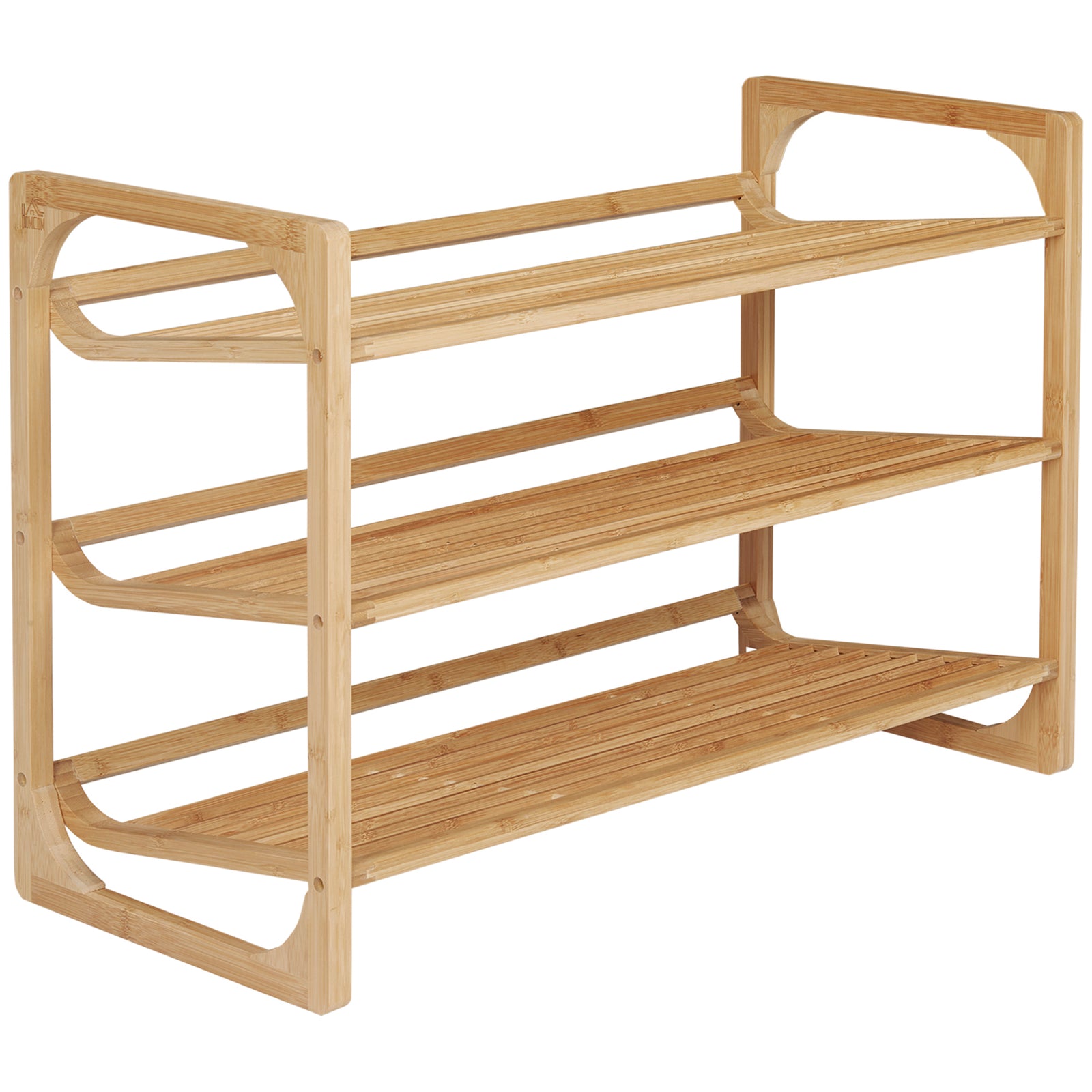 Bamboo Shoe Rack, 3-tier Shoe Storage Shelf For 9 Pair
