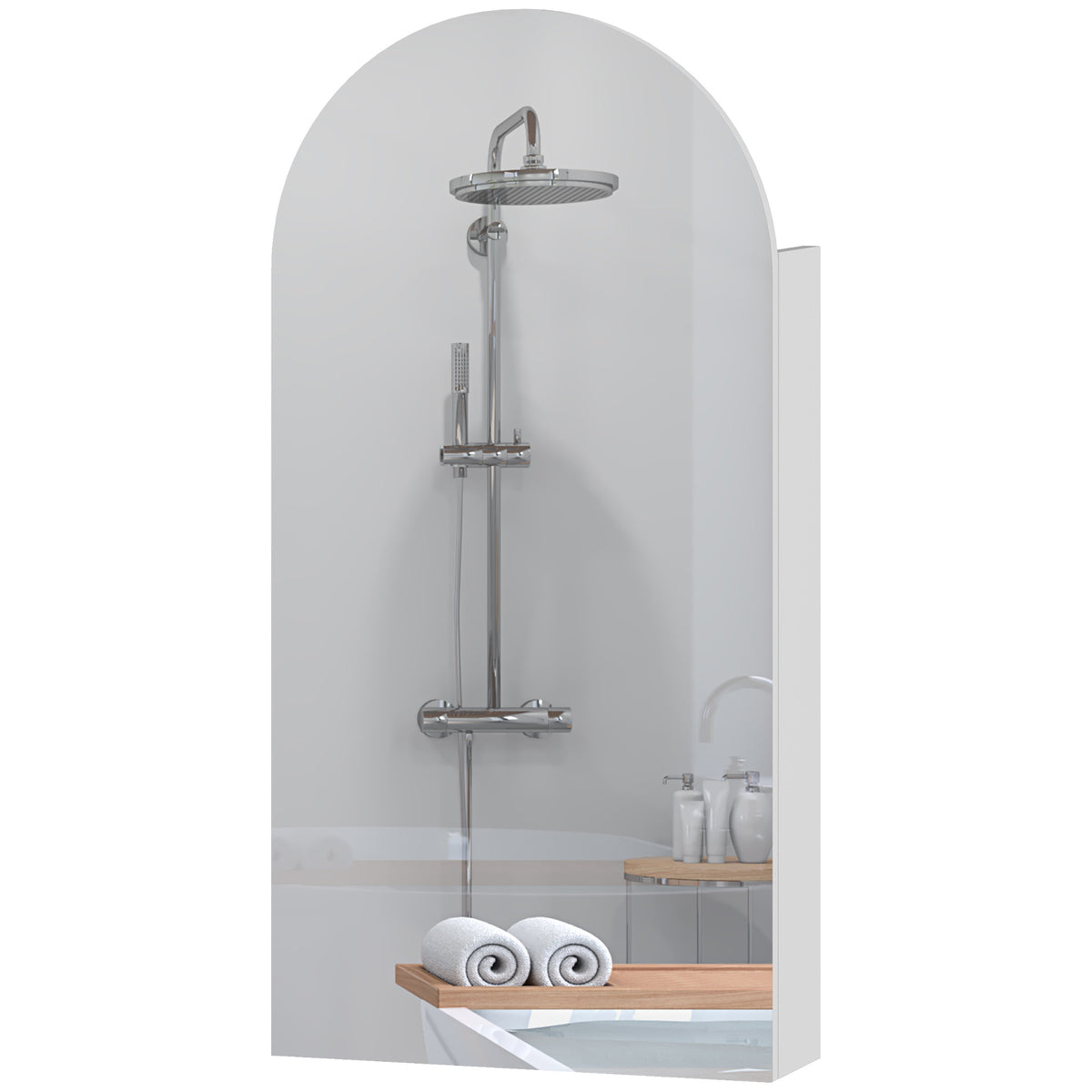 Bathroom Mirror Cabinet With Adjustable Glass Shelves | White