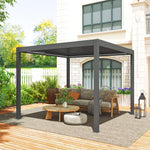 3x3m Electric Louvered Pergola With Led Lights And Remote