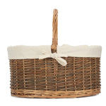 White Lined Country Oval Wicker Shopping Basket | Large | White