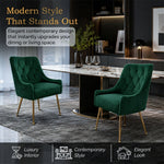 Dining Chairs Upholstered Tufted Velvet Kitchen Chairs | Set of 2 | Green