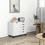 Modern Mobile 5-drawer Cabinet W/ Door, Office Storage