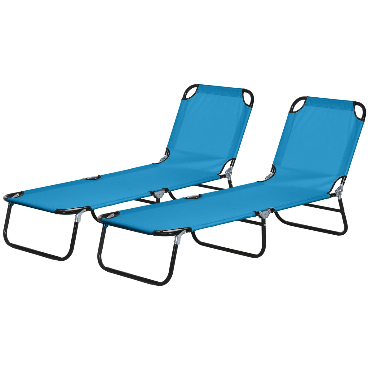 Outsunny 2 Piece Reclining Chaise Lounge With Adjustable Backrest, Sky Blue