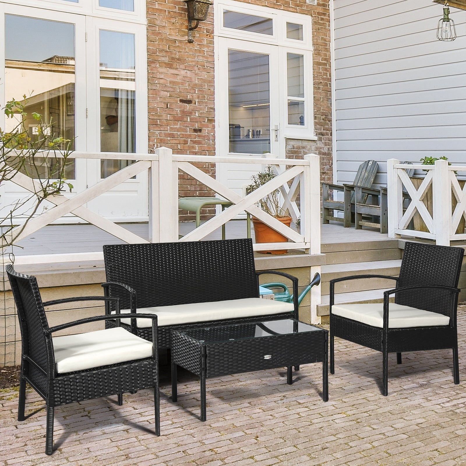 4pc Rattan Sofa Bistro Set Conservatory