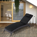 Garden Sun Lounger Chair Cushion Reclining Relaxer Outdoor | Black