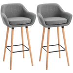 Upholstered Bucket Seat Bar Stools W/ Wood Legs