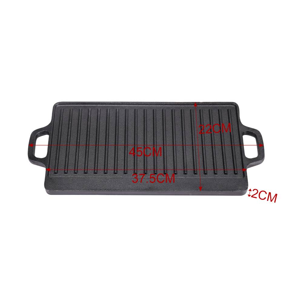 Living and Home 45cm W X 22cm W Non-stick Cast-iron Reversible Griddle Pan