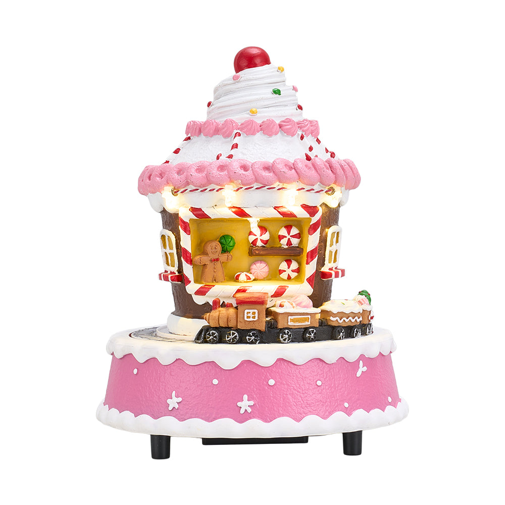 Christmas Xmas Cake Music Box Ornament With Warm Lights