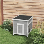 Wooden Duck House, Poultry Coop W/ Double Doors, Openable Roof, Grey | Light Grey