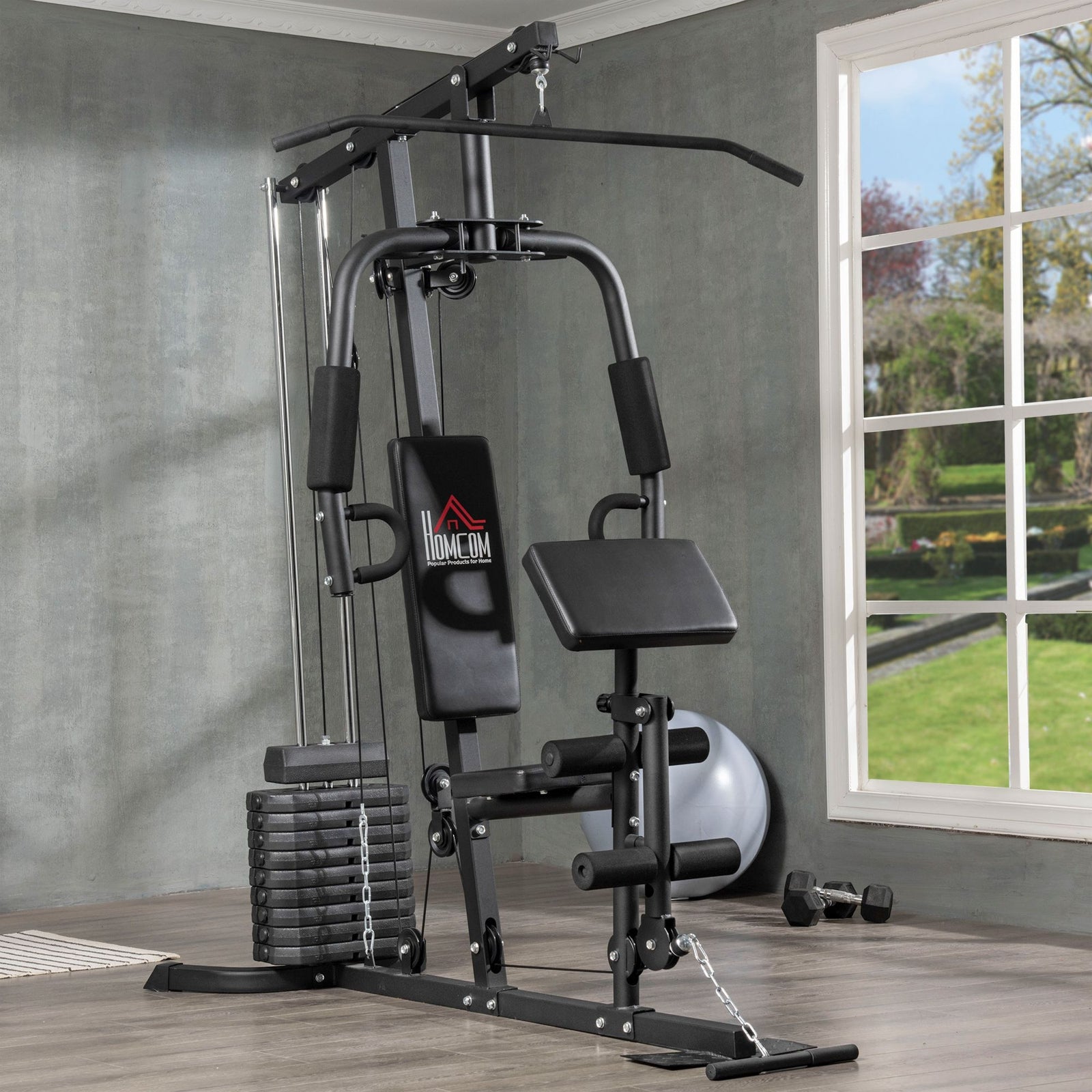 Multifunction Home Gym Machine With 45kg Weight Stack | Black