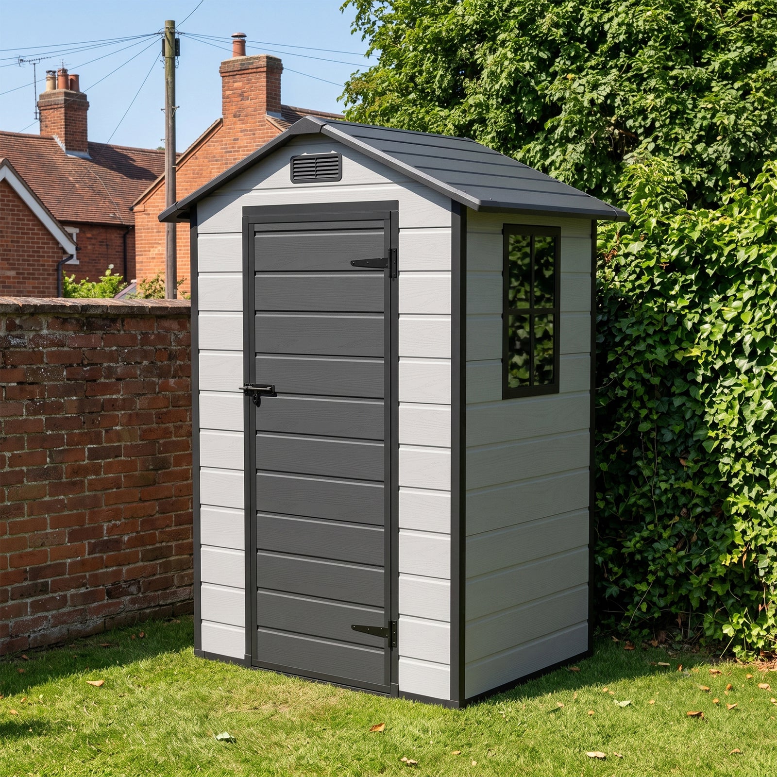 Breeins 4.4 X 3.4ft Garden Plastic Storage Shed With Lockable Hinge Door