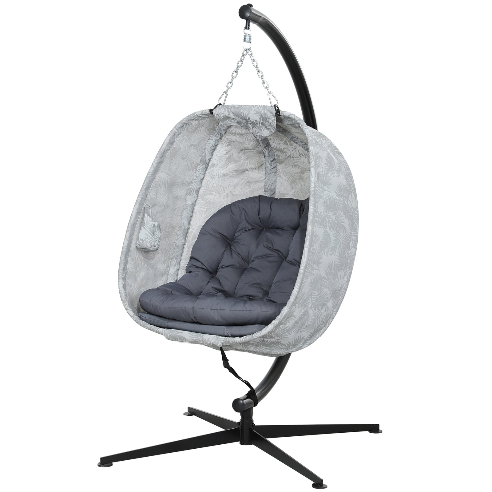 Hanging Egg Chair Outdoor Indoor Swing Chair, Folding Basket | Gray