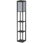 Modern Floor Lamp Light With 4 Tier Storage Shelves Fabric | One Size | Black