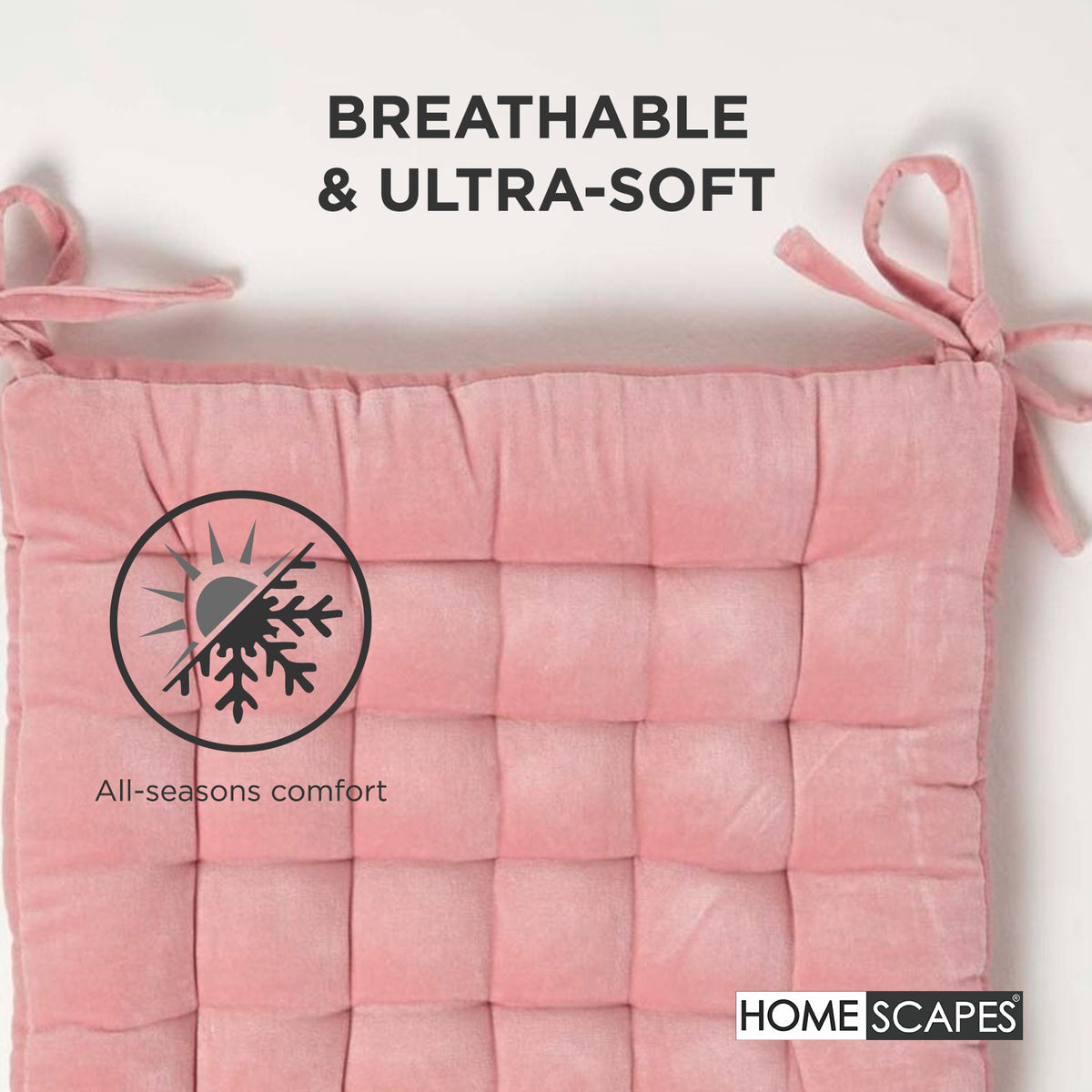 Quilted Velvet Chair Pad, 40 X 40 Cm | Set of 4 | Pink