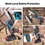 Mini Chainsaw Cordless 6in And 8in Dual Bar Garden Pruning Black Blue | Blue