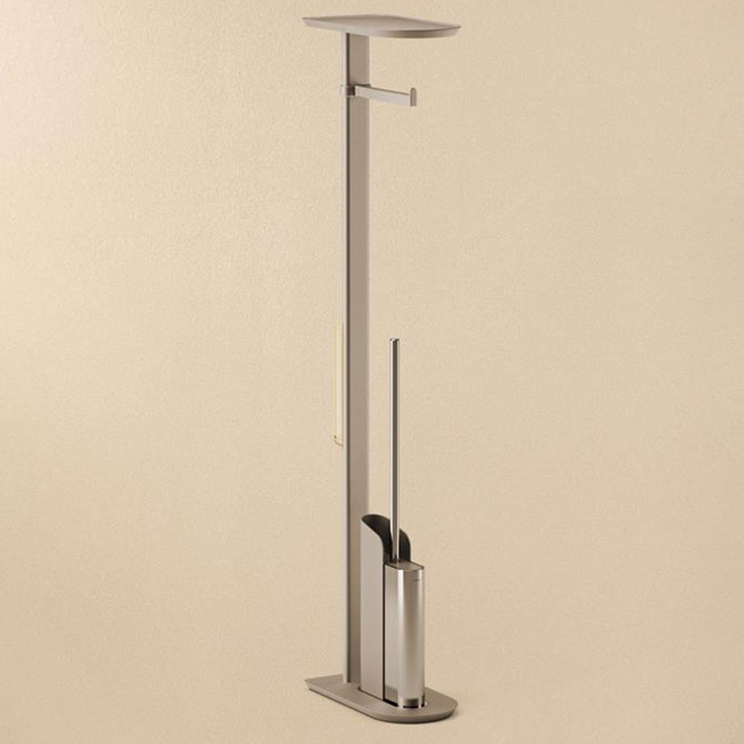 Silicone Toilet Brush With Toilet Roll Holder, Flat Collection | Chrome