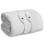 Electric Blanket Fully  Fitted Sherpa  Fleece Heated Bed Underblanket 3 Heat Settings | King | White
