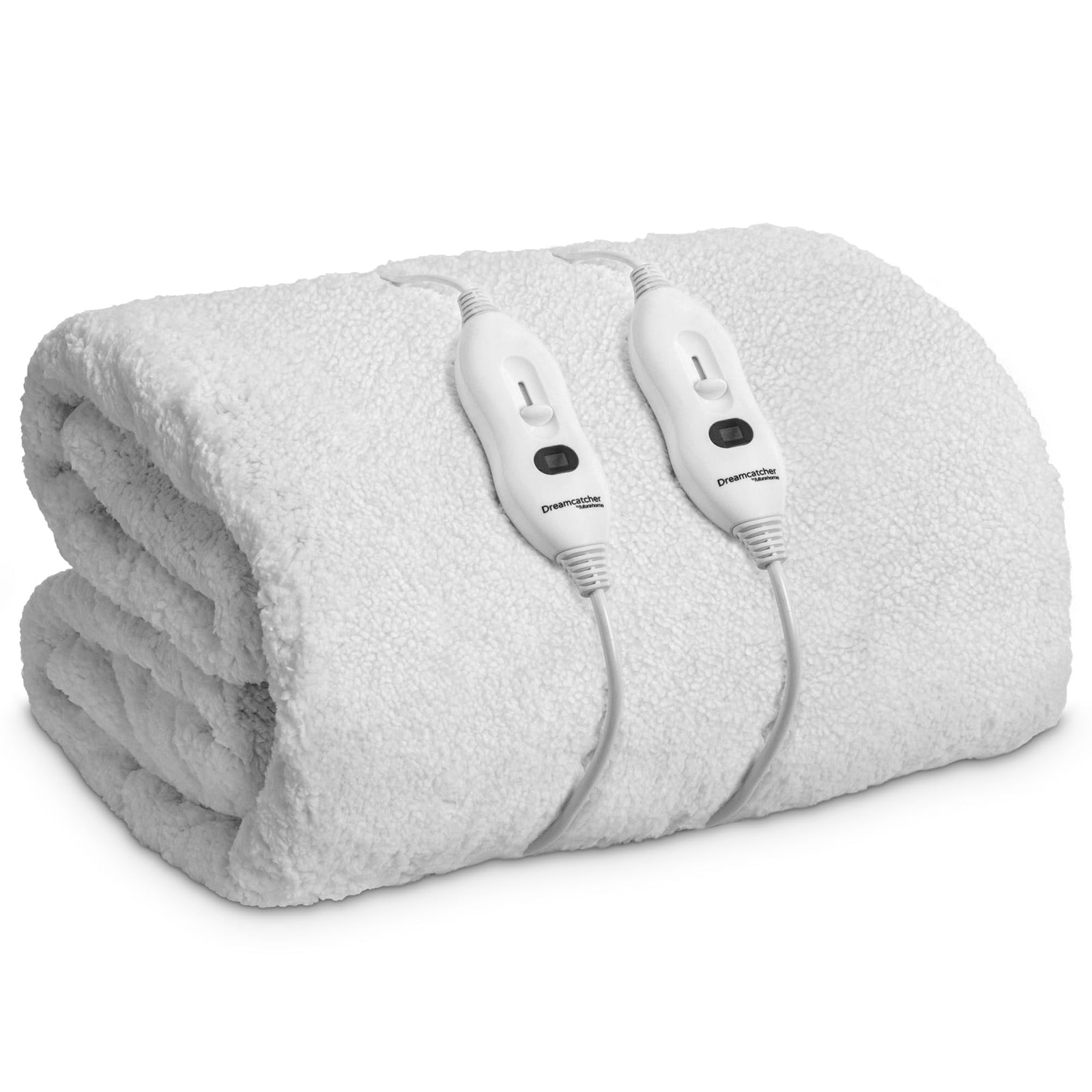 Electric Blanket Fully  Fitted Sherpa  Fleece Heated Bed Underblanket 3 Heat Settings | King | White