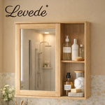 Bathroom Mirror Cabinet Wall Mounted Cupboard With Storage Shelf | Oak