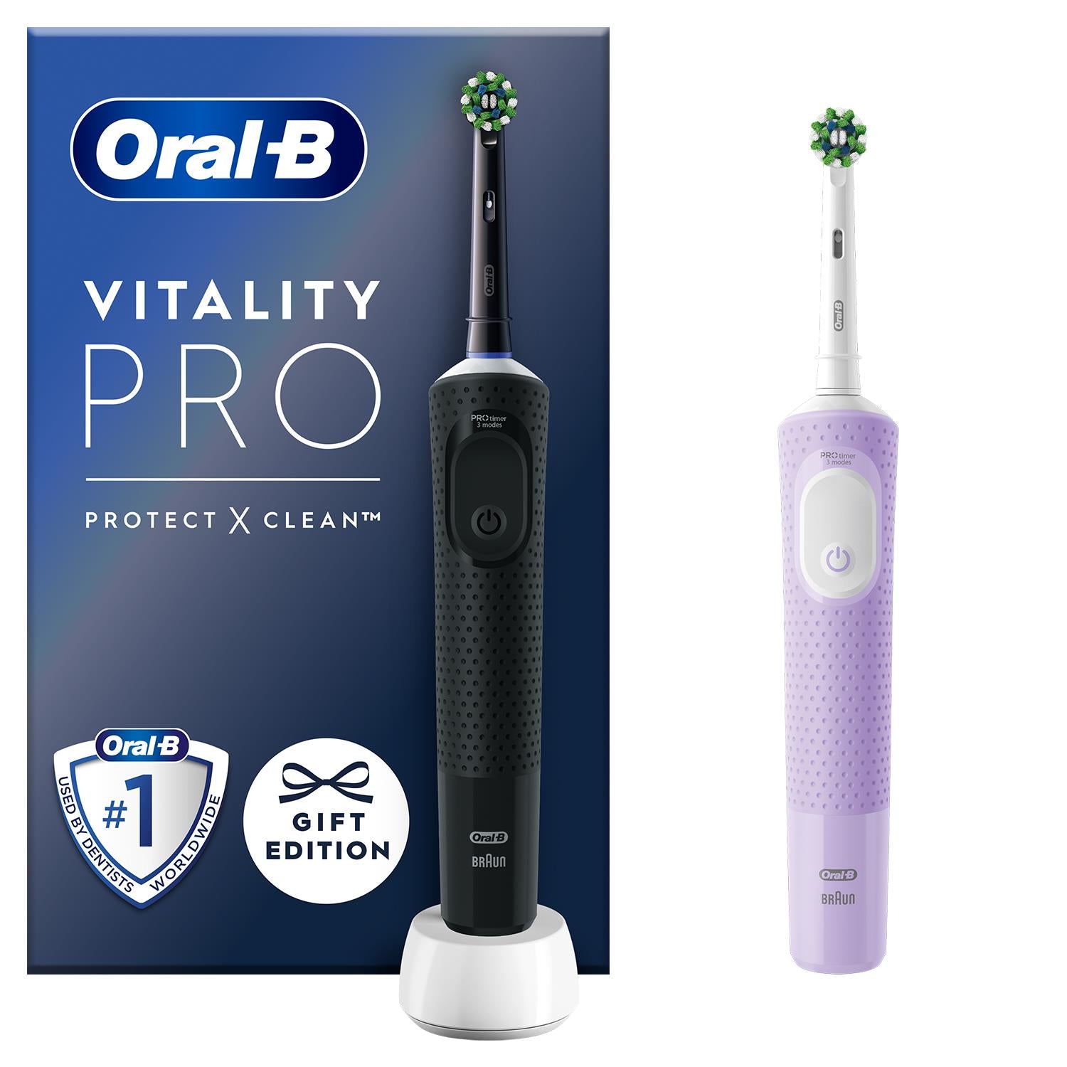Vitality Pro Duo Rechargeable Electric Toothbrush, Black & Lilac