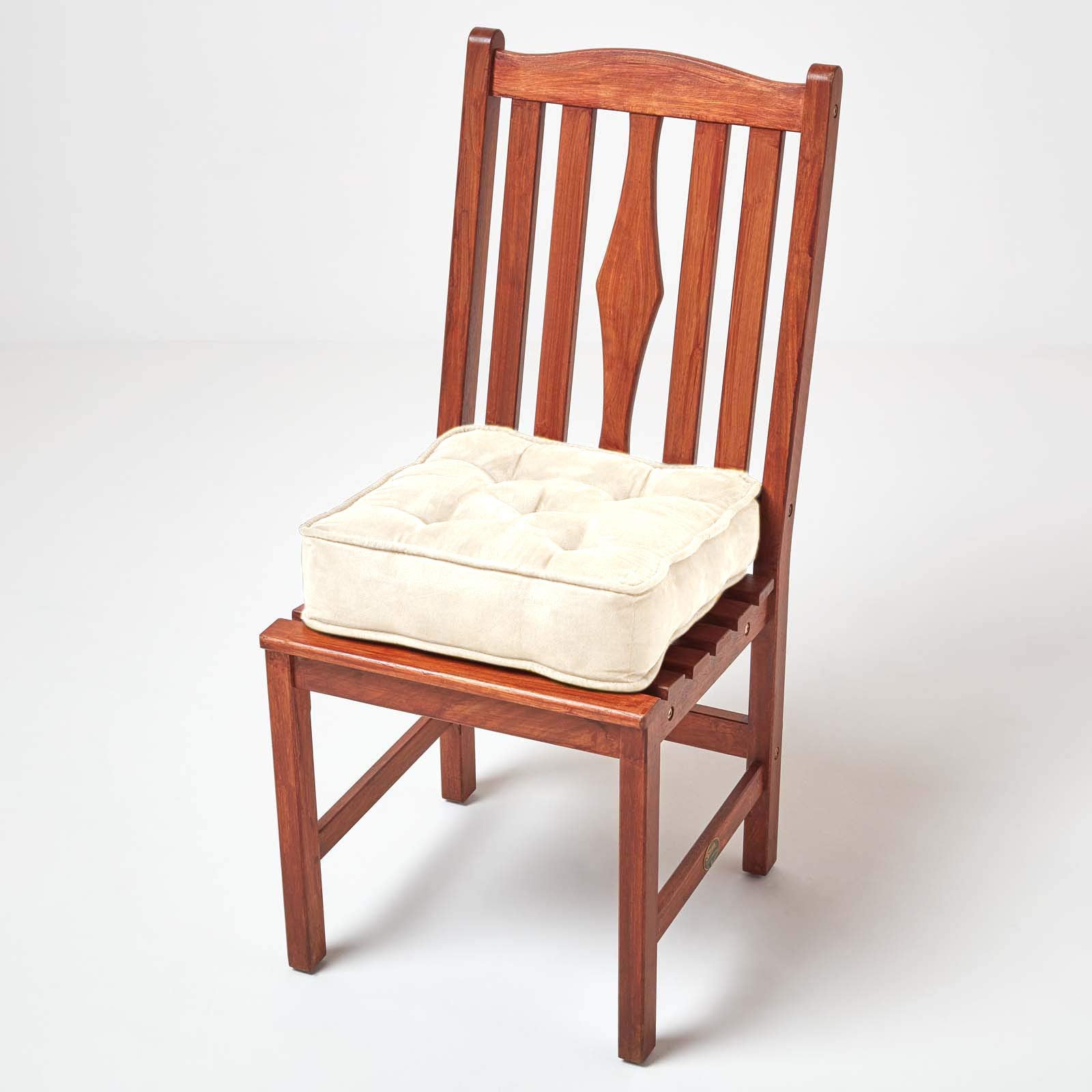 Faux Suede Dining Chair Booster Cushion | 40cm x 40cm | Cream