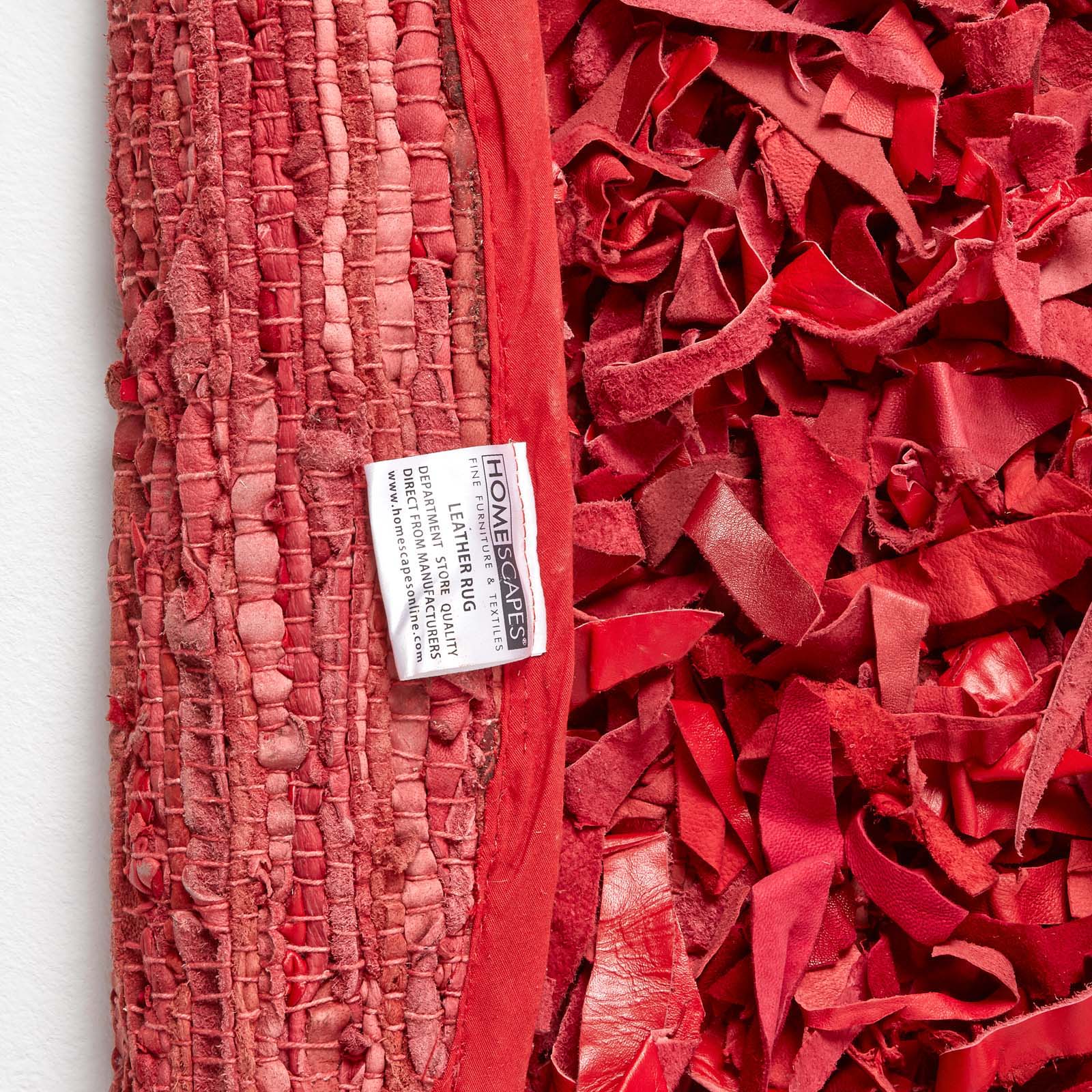 Dallas Leather Shaggy Rug | 150cm | Red