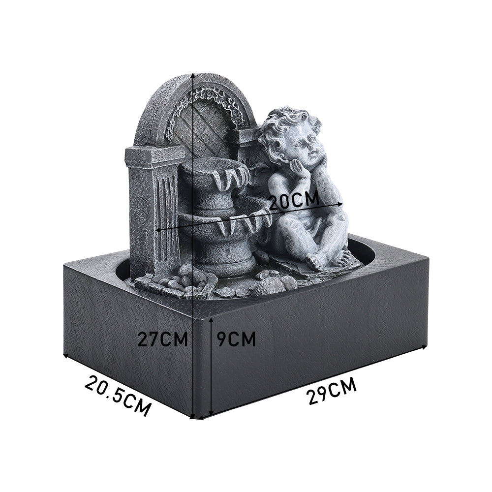 Tabletop Resin Cherub Fountain With Led Light