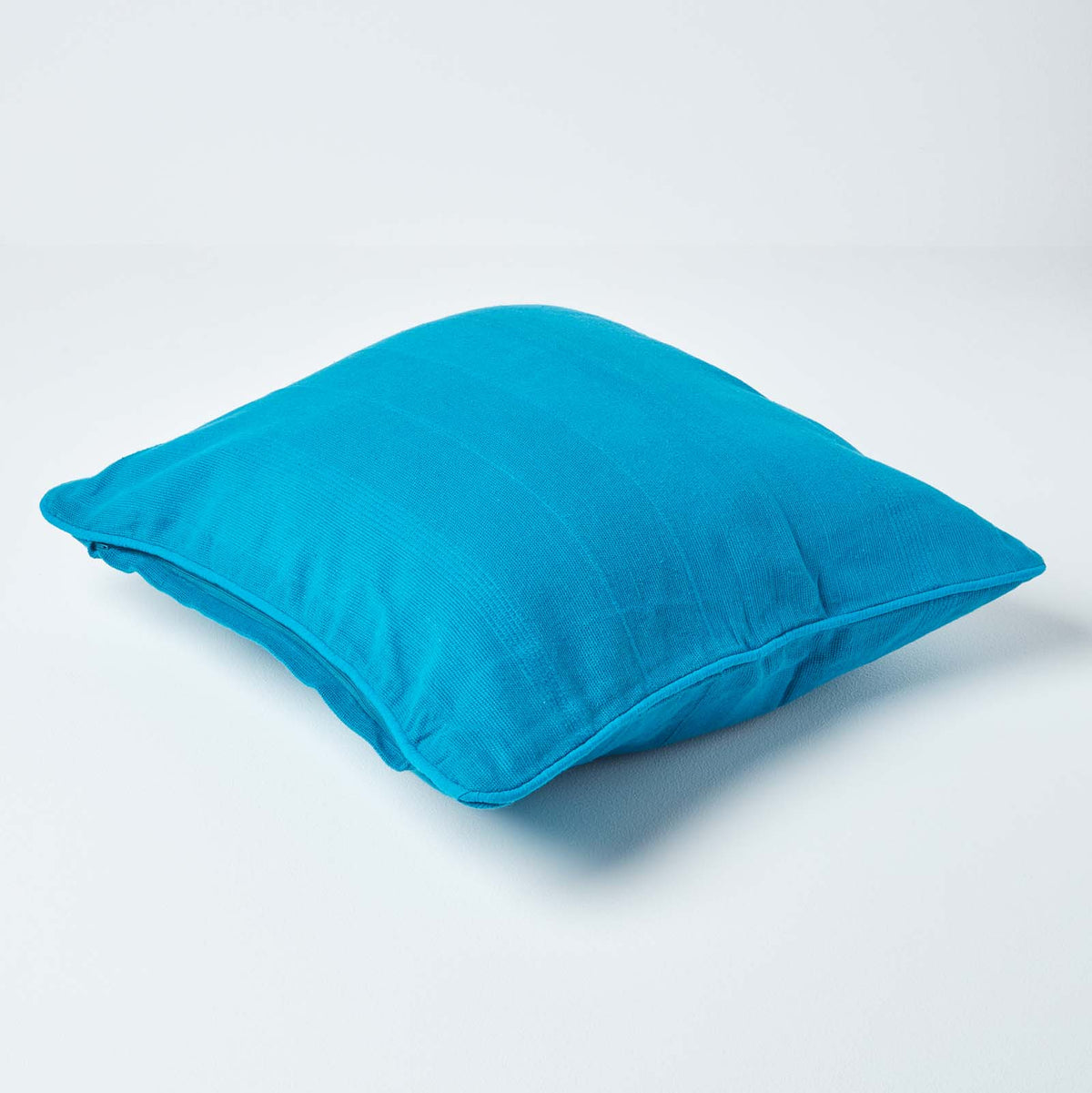 Cotton Rajput Ribbed Cushion Cover | 60cm x 60cm | Teal