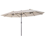 4.6m Double-sided Sun Umbrella W/ Crank | Beige