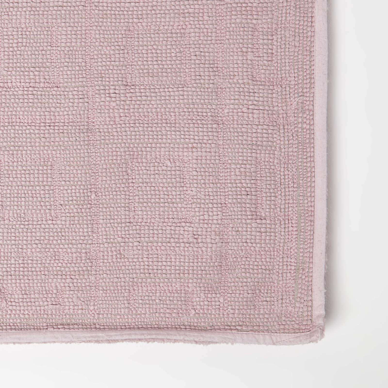 Tufted Cotton Blend Tile Design Bath Mat | 50 x 80cm | Blush Pink