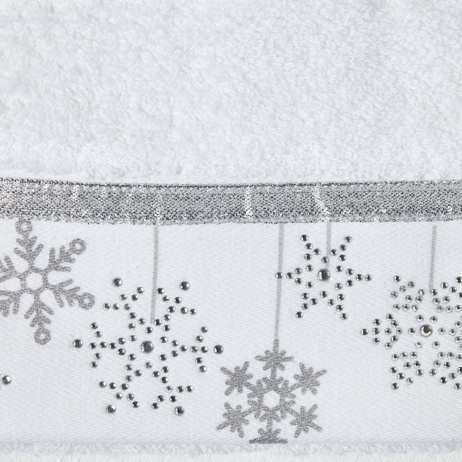 Silver Snowflake Embroidered 100% Cotton Christmas Hand Towel