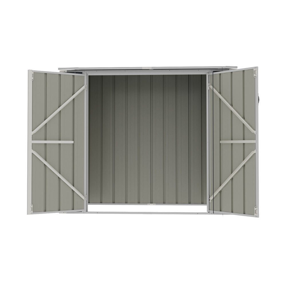 Outdoor Metal Storage Shed For Garbage Bins, Lockable Trash Can Storage With Pent Roof
