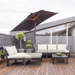 2x1.5m Wooden Patio Umbrella Parasol | Dark Gray