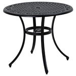 Garden Table W/ Parasol Hole, Cast Aluminum, Black