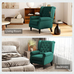 Accent Chair Wingback Armchair Retro Tufted Club Wood Fabric | Green