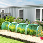Tunnel Greenhouse Steel Frame For Garden W/ Zipper Doors | Green