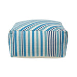 HOMESCAPES Blue And White Stripe Beanbag Cube Pouffe Large 60 X 60 X 30 Cm