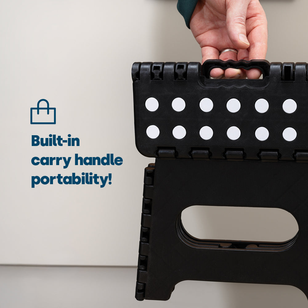 Compact Folding Step Stool With Non-slip Surface | Black