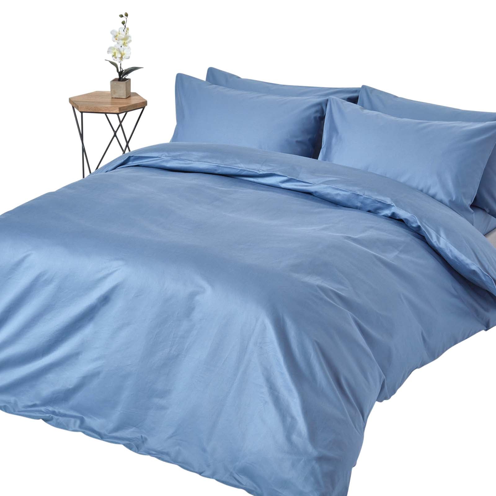 Egyptian Cotton Duvet Cover With Pillowcase 1000 Tc | Super King | Airforce Blue