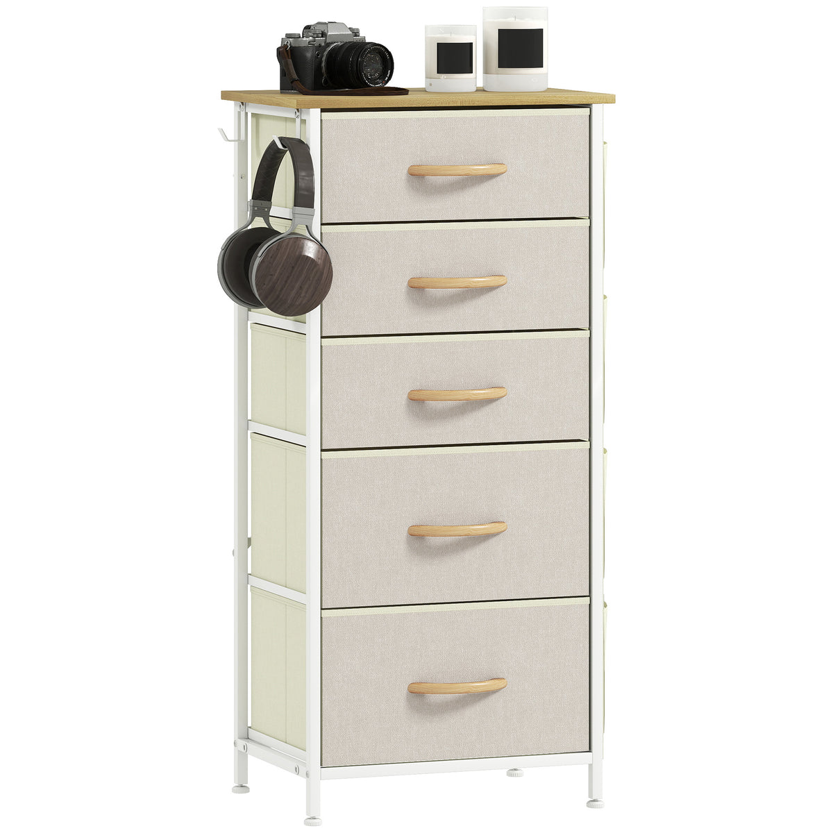 HOMCOM Fabric Chest Of Drawers, 5 Drawer Dresser For Bedroom