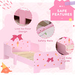 Princess-themed Kids Toddler Bed With Cute Patterns, Safety Rails - Pink | Pink