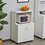 Microwave Cart On Wheels, Storage Shelf, 2-door | White