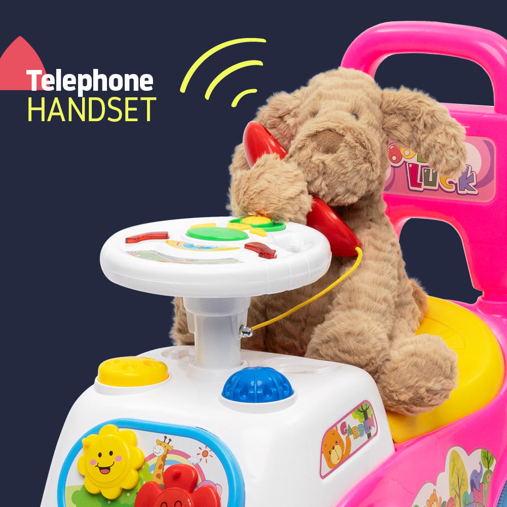 Baby Ride On Push Along Car With Steering Wheel And Horn | Pink