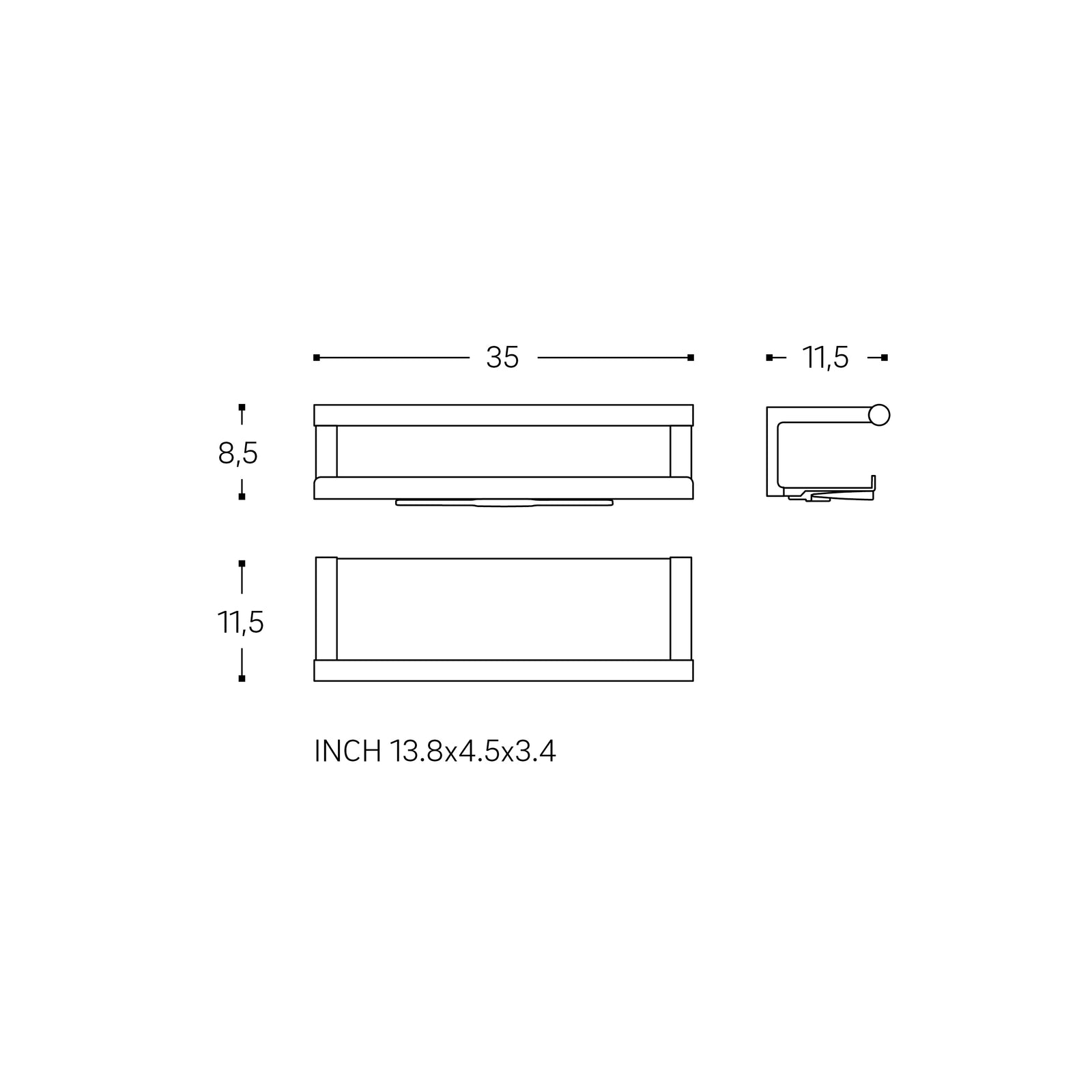 Bathroom Shelf, Organizer, Glass Wiper, Gold Pvd Architect S+ Collection
