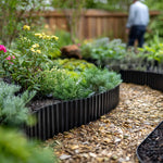 Black Metal Corrugated Metal Lawn Edging Garden Border Roll | 6m | Black