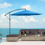 3(m) Cantilever Parasol Banana Umbrella w/ Crank, Cross Base | Blue