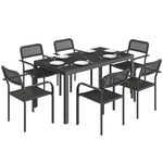 Outsunny Garden Dining Set With Umbrella Hole For 6 People, Black