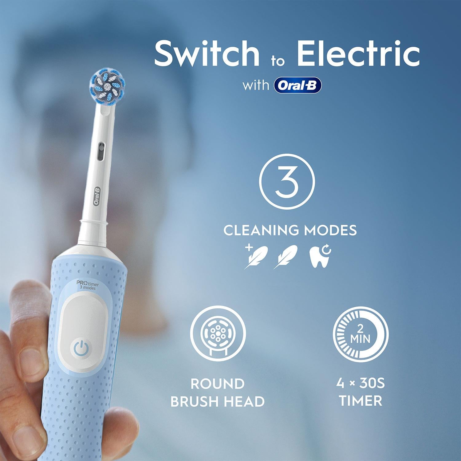 Vitality Pro Rechargeable Electric Toothbrush With 2 Brush Heads, Blue