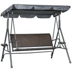 3 Seater Garden Swing Seat, Swing Chair W/ Adjustable Canopy